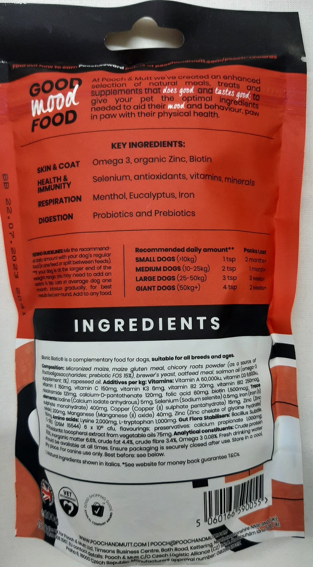 Pooch & Mutt Bionic Biotic,Digestive, Skin & Coat Supplement 200g