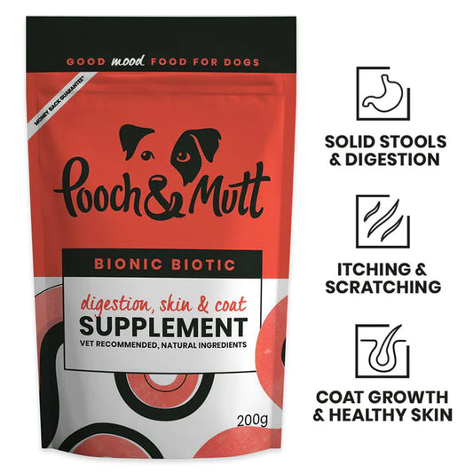 Pooch & Mutt Bionic Biotic,Digestive, Skin & Coat Supplement 200g