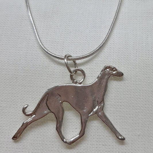 Walking Hound Silver necklace with box chain
